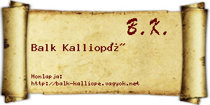 Balk Kalliopé névjegykártya